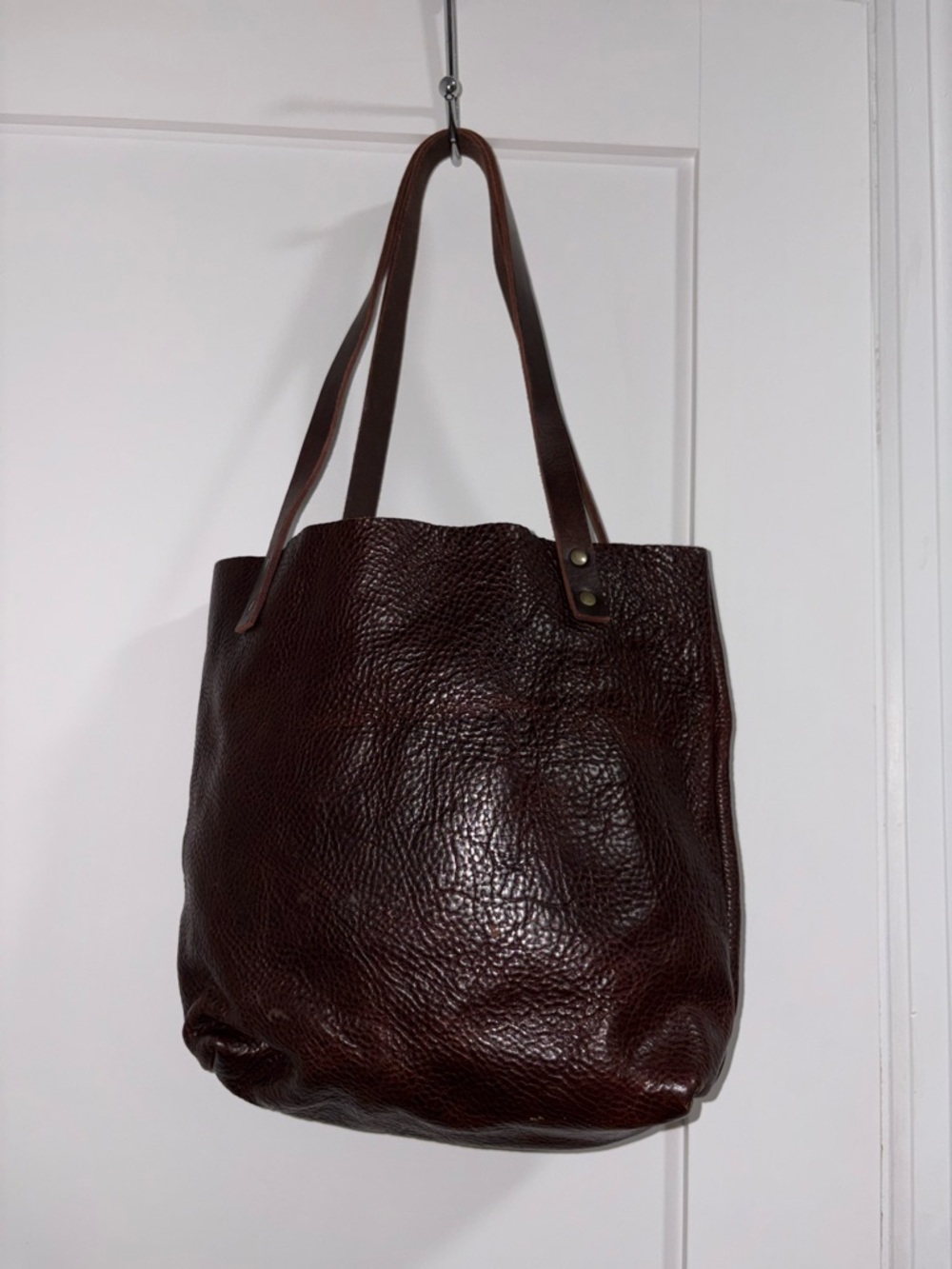 Portland Leather Goods Dark Brown Textured Leather Tote Bag - Classic Carryall - Picture 2 of 2